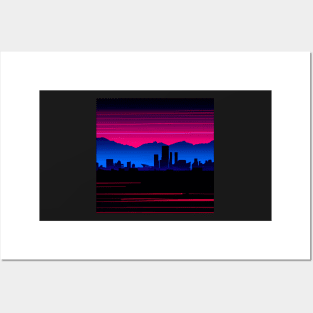 Synthwave city Posters and Art